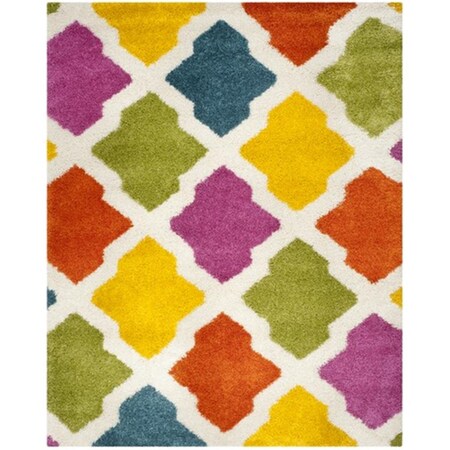 Safavieh Kids Shag Power Loomed Rectangle Rug- Ivory - Multi- 8 ft. 6 in. x 12 ft. SGK562A-9
